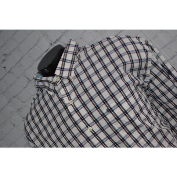 Izod Other - IZOD Dress Shirt Size 3XL Blue Brown Plaids Long Sleeve Cotton